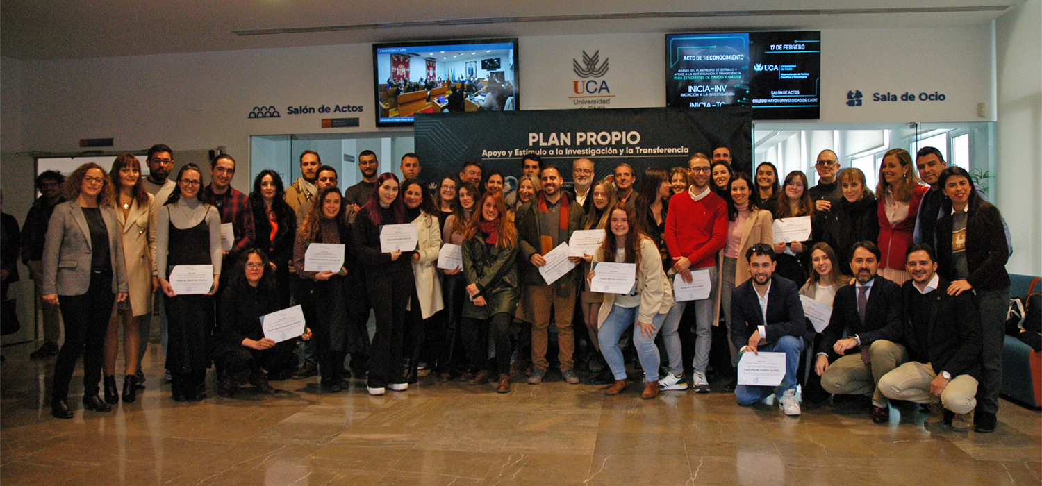 La UCA reconoce la labor de 53 estudiantes desde su Plan Propio de Estímulo y Apoyo a la Investigación y Transferencia